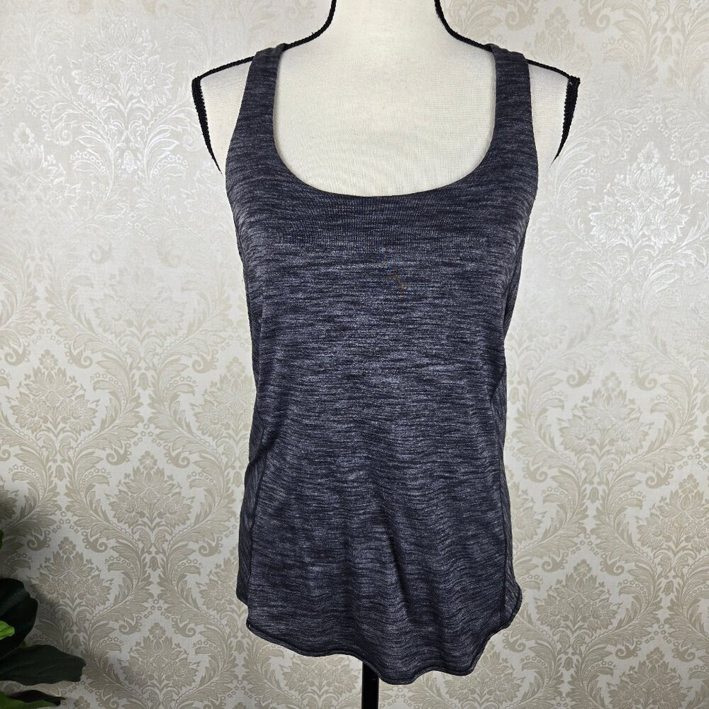 Lululemon Size 6 Gray Tank with Dotted Strappy Sports Bra Built In Drape Back